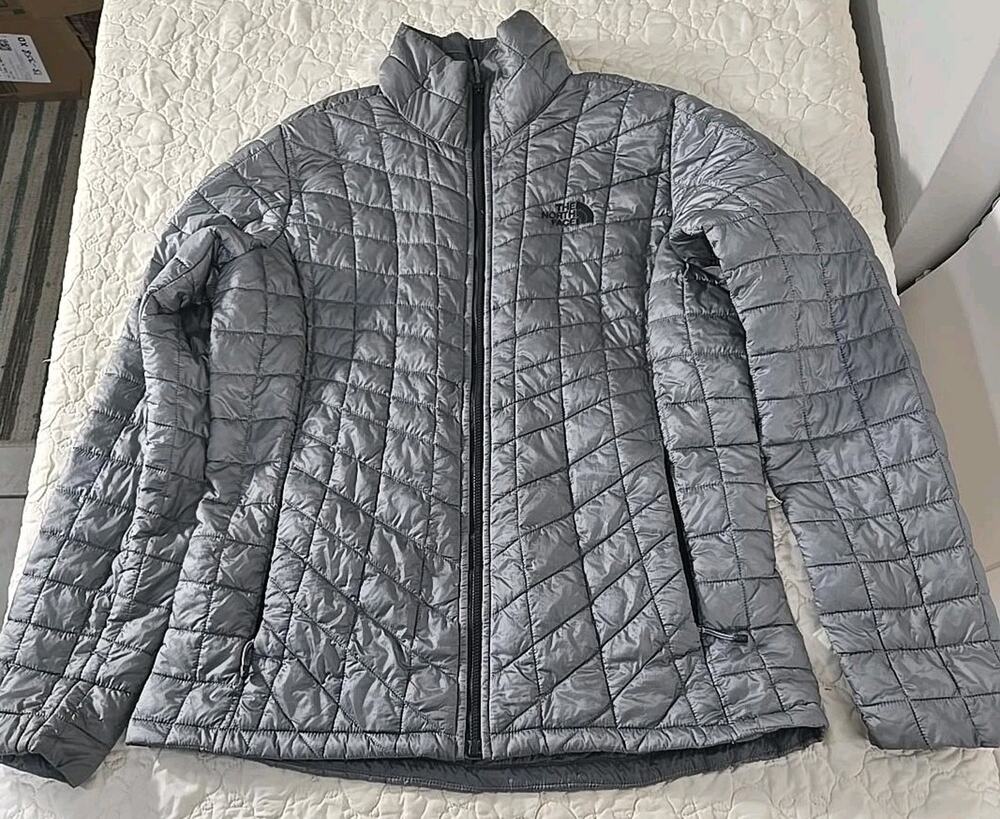 The North Face ThermoBall Eco Jacket Womens M Gray Quilted Full Zip Appian #0263